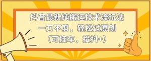 抖音最新纯搬运技术流玩法,一刀不剪,轻松过原创(可挂车,投抖+)【揭秘】-聚富社