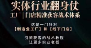 打响实体翻行业身仗,工厂|门店精准获客战术体系-聚富社