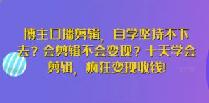 博主口播剪辑,自学坚持不下去?会剪辑不会变现?十天学会剪辑,疯狂变现收钱!-聚富社