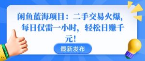 闲鱼蓝海项目:二手交易火爆,每日仅需一小时,轻松日赚千元【揭秘】-聚富社