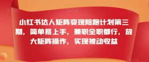 小红书达人矩阵变现陪跑计划第三期,简单易上手,兼职全职都行,放大矩阵操作,实现被动收益-聚富社