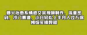 爆火治愈系情感文案视频制作,流量密码,冷门赛道,小白轻松上手月入过万保姆级实操教程【揭秘】-聚富社