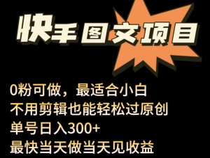 24年最新快手图文带货项目,零粉可做,不用剪辑轻松过原创单号轻松日入300+【揭秘】-聚富社