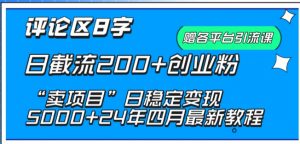抖音评论区8字日截流200+创业粉 “卖项目”日稳定变现5000+【揭秘】-聚富社