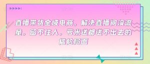 直播带货全域电商,解决直播间没流量,留不住人,亏米送都送不出去的尴尬局面-聚富社