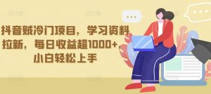 抖音贼冷门项目,学习资料拉新,每日收益超1000+,小白轻松上手【揭秘】-聚富社