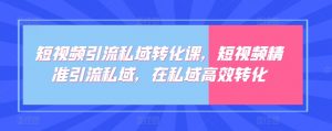 短视频引流私域转化课,短视频精准引流私域,在私域高效转化-聚富社