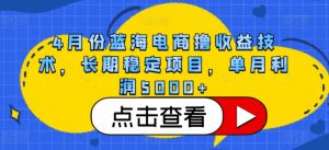 4月份蓝海电商撸收益技术,长期稳定项目,单月利润5000+【揭秘】-聚富社