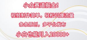 小众赛道掘金,视频制作简单,轻松引爆流量,条条原创,多平台发布【揭秘】-聚富社