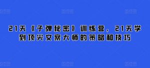 21天《子弹秘密》训练营,21天学到顶尖文案大师的策略和技巧-聚富社