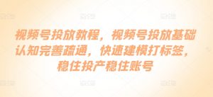 视频号投放教程,视频号投放基础认知完善疏通,快速建模打标签,稳住投产稳住账号-聚富社
