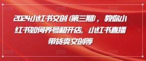 2024小红书文创(第三期),教你小红书如何养号和开店,小红书直播带货卖文创等-聚富社