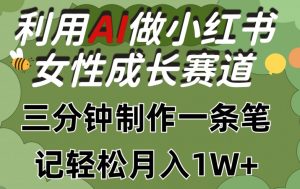 利用Ai做小红书女性成长赛道,三分钟制作一条笔记,轻松月入1w+【揭秘】-聚富社