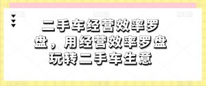 二手车经营效率罗盘,用经营效率罗盘玩转二手车生意-聚富社