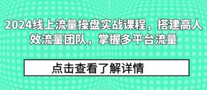 2024线上流量操盘实战课程,搭建高人效流量团队,掌握多平台流量-聚富社