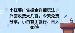 小红薯广告掘金详细玩法,外面收费大几百,小白有手就行,日入300+【揭秘】-聚富社