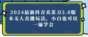 2024最新抖音卖菜刀3.0版本无人直播玩法,小白也可以一遍学会【揭秘】-聚富社