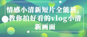 情感小清新短片全能班,教你拍好看的vlog小清新画面-聚富社