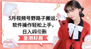 5月视频号野路子搬运,软件操作轻松上手,日入三位数【揭秘】-聚富社