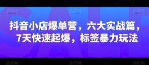 抖音小店爆单营,六大实战篇,7天快速起爆,标签暴力玩法-聚富社