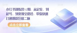 小红书训练营12期,从定位、到起号、到变现全路径,带你快速打通爆款任督二脉-聚富社