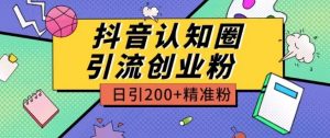 外面收费3980抖音认知圈引流创业粉玩法日引200+精准粉【揭秘】-聚富社