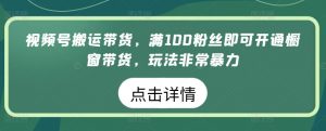 视频号搬运带货,满100粉丝即可开通橱窗带货,玩法非常暴力【揭秘】-聚富社