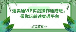 速卖通VIP实战操作速成班,带你玩转速卖通平台-聚富社