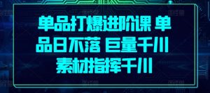 单品打爆进阶课 单品日不落 巨量千川 素材指挥千川-聚富社