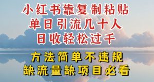 小红书靠复制粘贴单日引流几十人目收轻松过千,方法简单不违规【揭秘】-聚富社