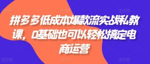 拼多多低成本爆款流实战私教课,0基础也可以轻松搞定电商运营-聚富社