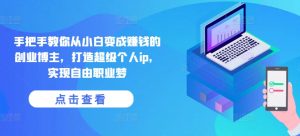手把手教你从小白变成赚钱的创业博主,打造超级个人ip,实现自由职业梦-聚富社