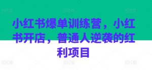 小红书爆单训练营,小红书开店,普通人逆袭的红利项目-聚富社