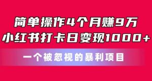 简单操作4个月赚9w,小红书打卡日变现1k,一个被忽视的暴力项目【揭秘】-聚富社