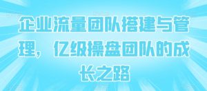 企业流量团队搭建与管理,亿级操盘团队的成长之路-聚富社