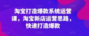 淘宝打造爆款系统运营课,淘宝新店运营思路,快速打造爆款-聚富社
