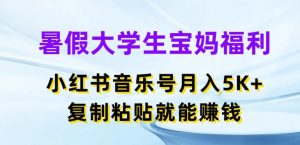 暑假大学生宝妈福利,小红书音乐号月入5000+,复制粘贴就能赚钱【揭秘】-聚富社