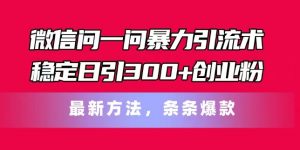 微信问一问暴力引流术,稳定日引300+创业粉,最新方法,条条爆款【揭秘】-聚富社