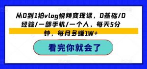 从0到1拍vlog视频变现课,0基础/0经验/一部手机/一个人,每天5分钟,每月多赚1W+-聚富社