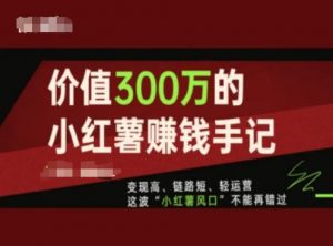 价值300万的小红书赚钱手记，变现高、链路短、轻运营，这波“小红薯风口”不能再错过-聚富社