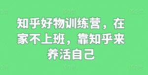 知乎好物训练营,在家不上班,靠知乎来养活自己-聚富社