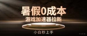 暑假0成本游戏加速器拉新,小白秒上手,无需投资【揭秘】-聚富社