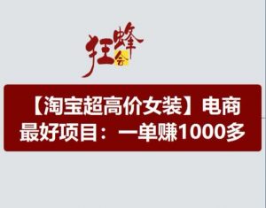 淘宝超高价女装项目,电商最好赛道,一单赚1000多-聚富社