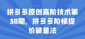 拼多多原创高阶技术第38期,拼多多阶梯提价破量法-聚富社