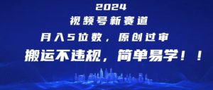 2024视频号新赛道,月入5位数+,原创过审,搬运不违规,简单易学【揭秘】-聚富社