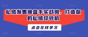 私域发售操盘手实战班,打造你的私域印钞机-聚富社