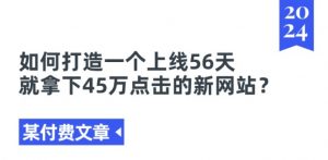 某付费文章《如何打造一个上线56天就拿下45万点击的新网站?》-聚富社