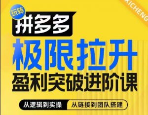 拼多多极限拉升盈利突破进阶课,从算法到玩法,从玩法到团队搭建,体系化系统性帮助商家实现利润提升-聚富社