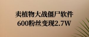 卖植物大战僵尸软件,600粉丝变现2.7W【揭秘】-聚富社