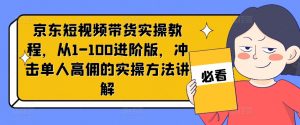京东短视频带货实操教程,从1-100进阶版,冲击单人高佣的实操方法讲解-聚富社